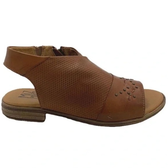 Miz Mooz Darcie Leather Side Zip Open Toe Sandals in Brandy Brown - Picture 2 of 15